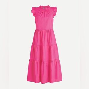 J. Crew Poplin Tiered Midi Dress S